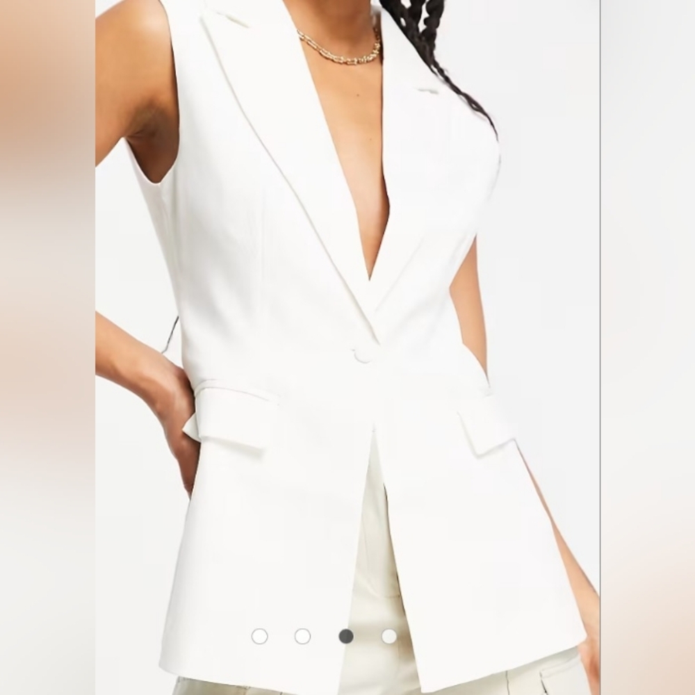 White Sleeveless Blazer Vest